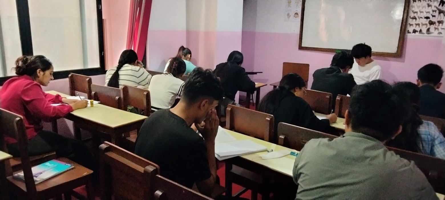 A Japanese Native Teacher Is teaching a Japanese Language in Kantipur Language school Kathmandu.